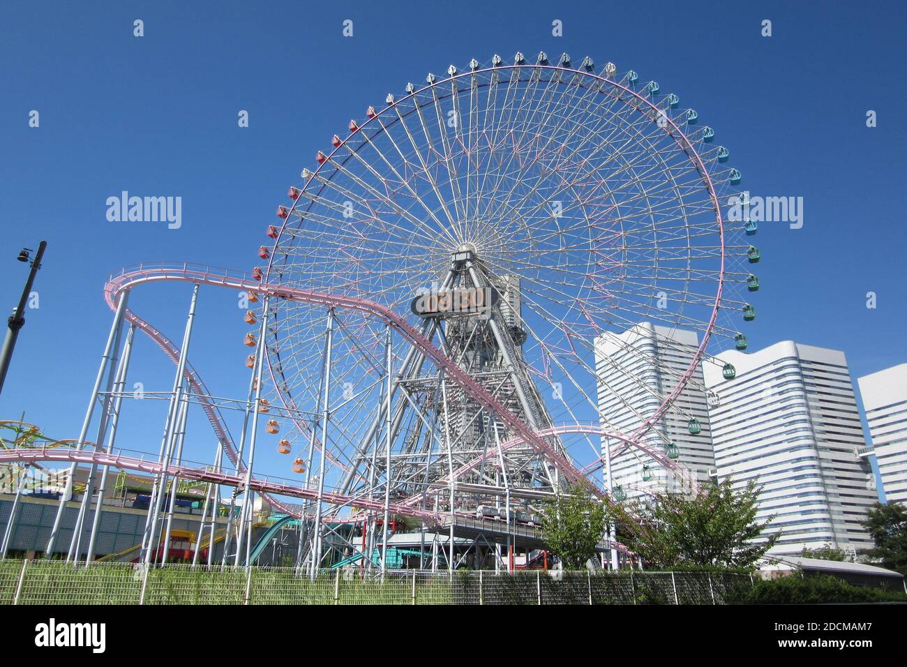 An exciting and famous roller coaster in Yokohama, Japan Stock Photo