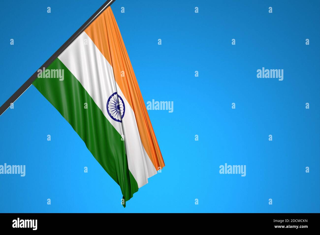 3d-illustration-of-the-national-flag-of-india-on-a-metal-flagpole