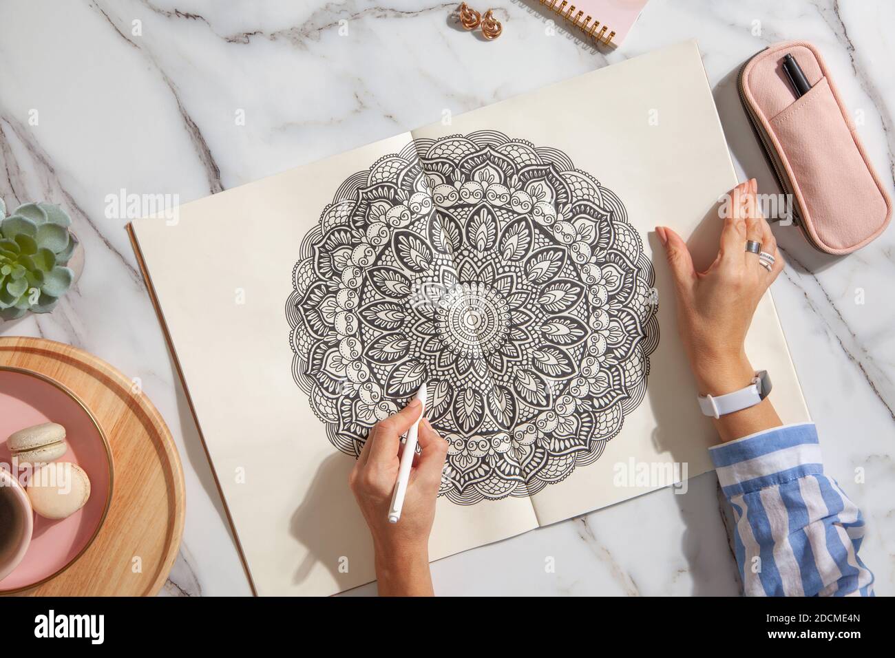 Mandala Art Draw With The Help Of Marker Pens