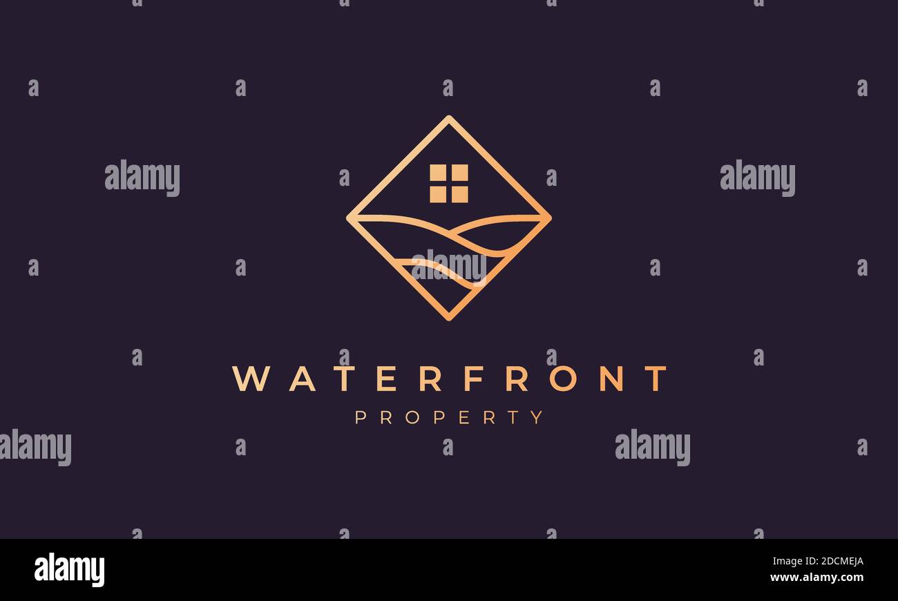 agent property logo with square line that form ocean wave Stock Vector
