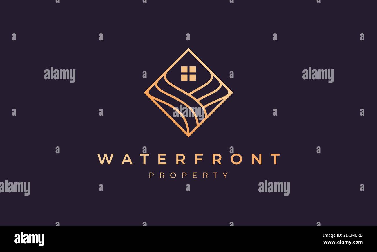 agent property logo with square line that form ocean wave Stock Vector