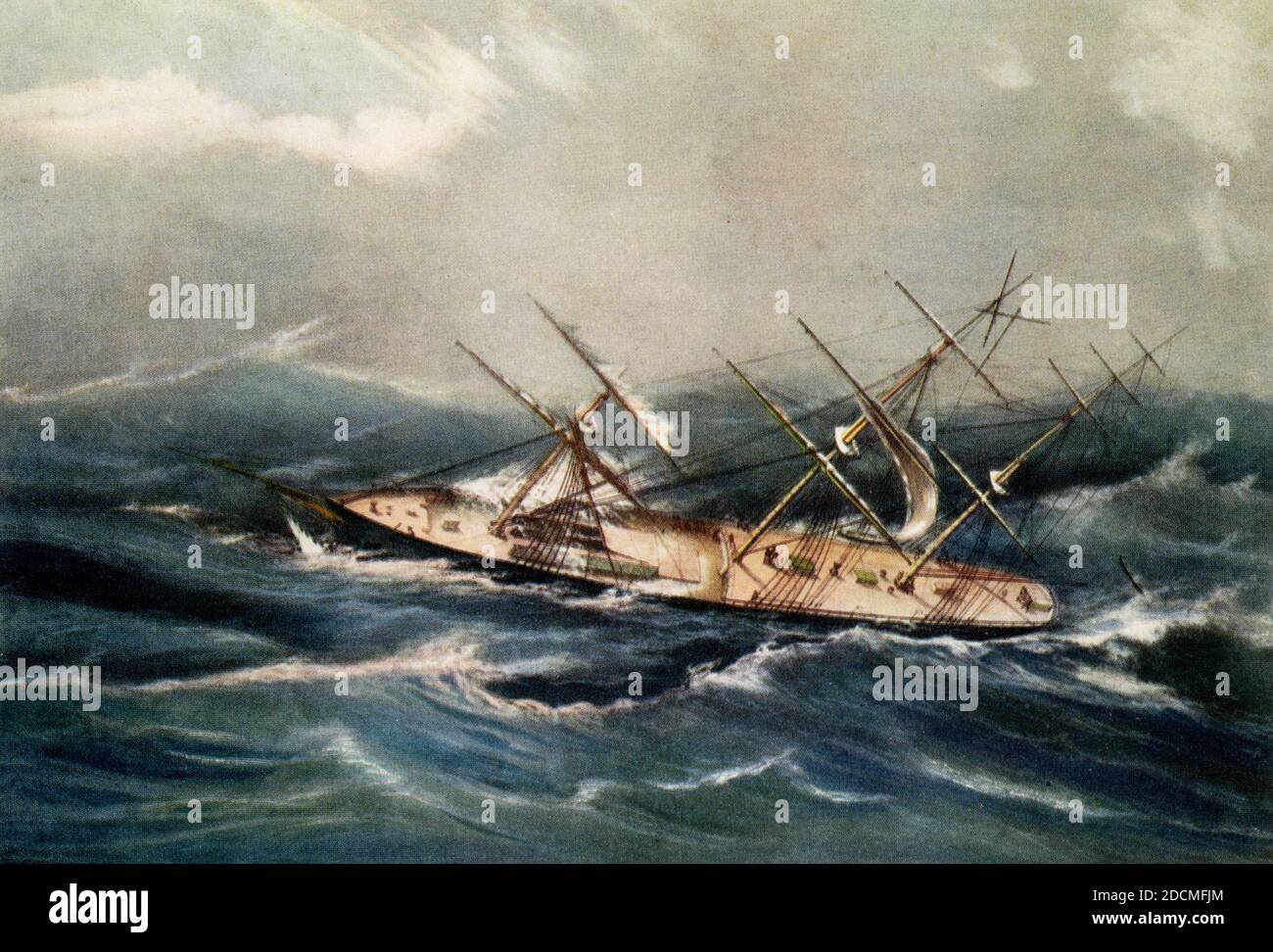 Clipper Ship 'Comet' of New York in a hurricane off Bermuda on voyage from New York to San Francisco October 2 1852 E C Gardner commander C Parsons publisher N Currier 1855 Stock Photo