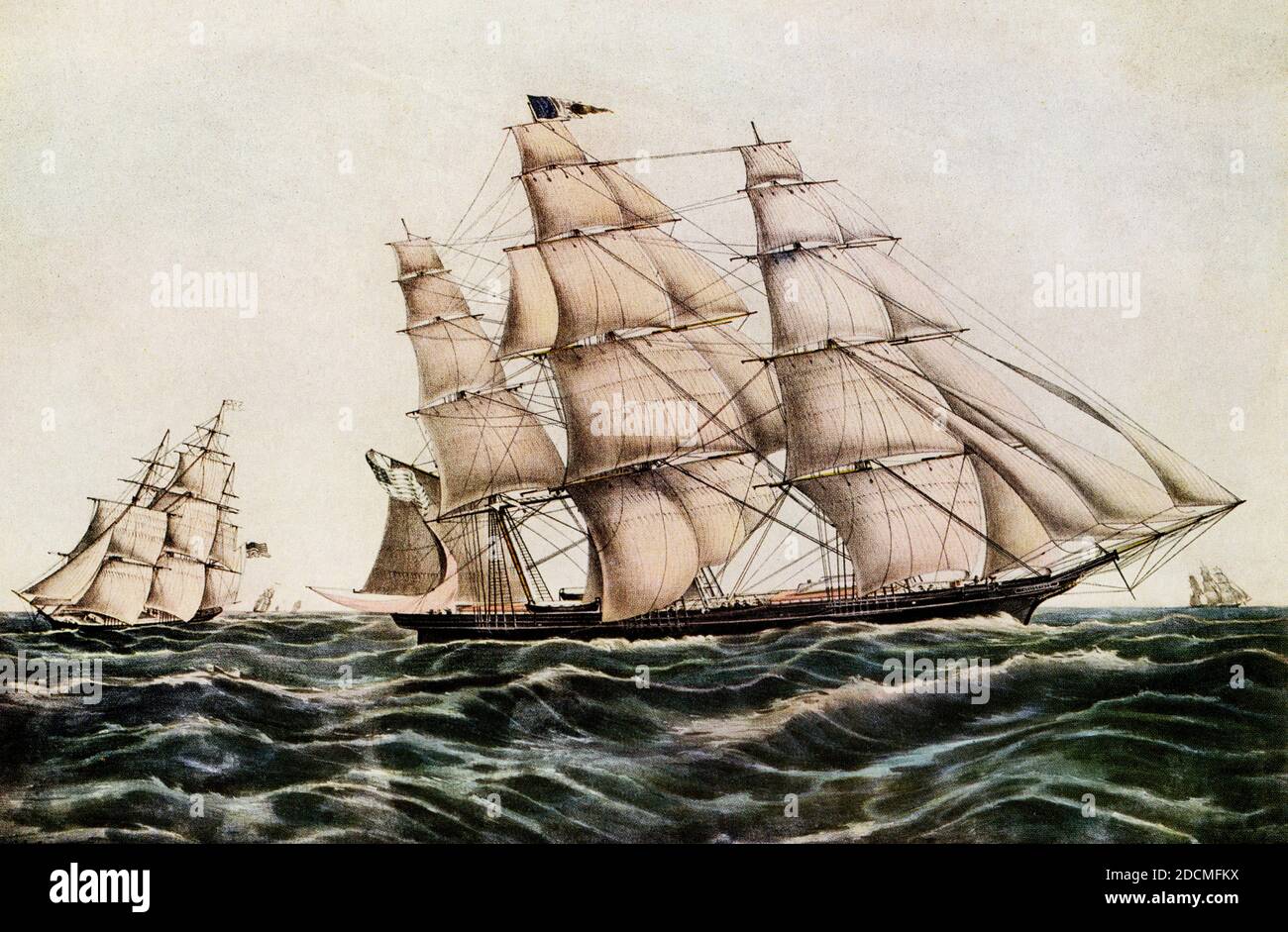 Clipper Ship 'Sweepstakes' F F Palmer lith publisher N Currier 1855 Stock Photo
