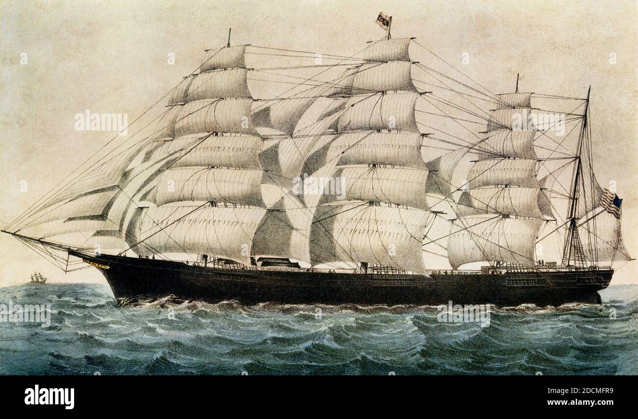Clipper Ship 'Great Republic' Currier and Ives Stock Photo
