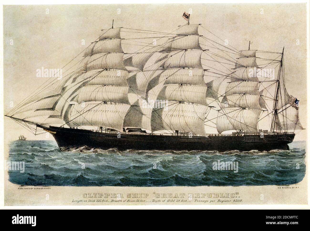 Clipper Ship 'Great Republic' Currier and Ives Stock Photo
