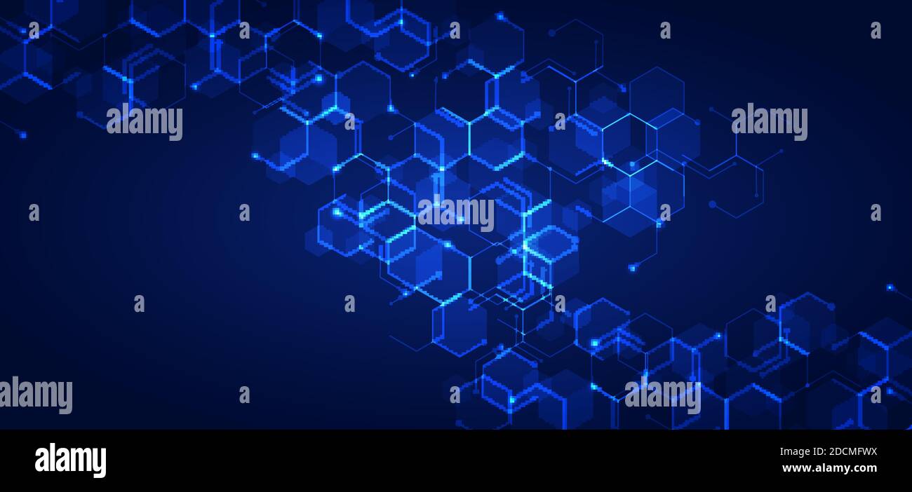 Abstract technology connect concept blue geometric hexagons pattern ...
