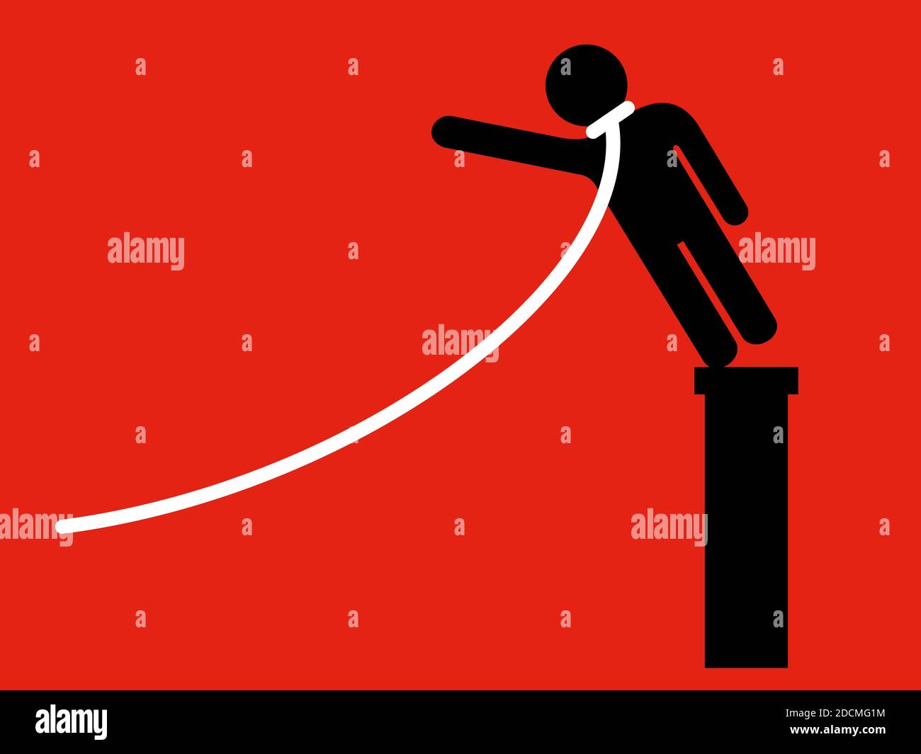 Coup attempt and revolution simple icon. Rope is throwing down tilted