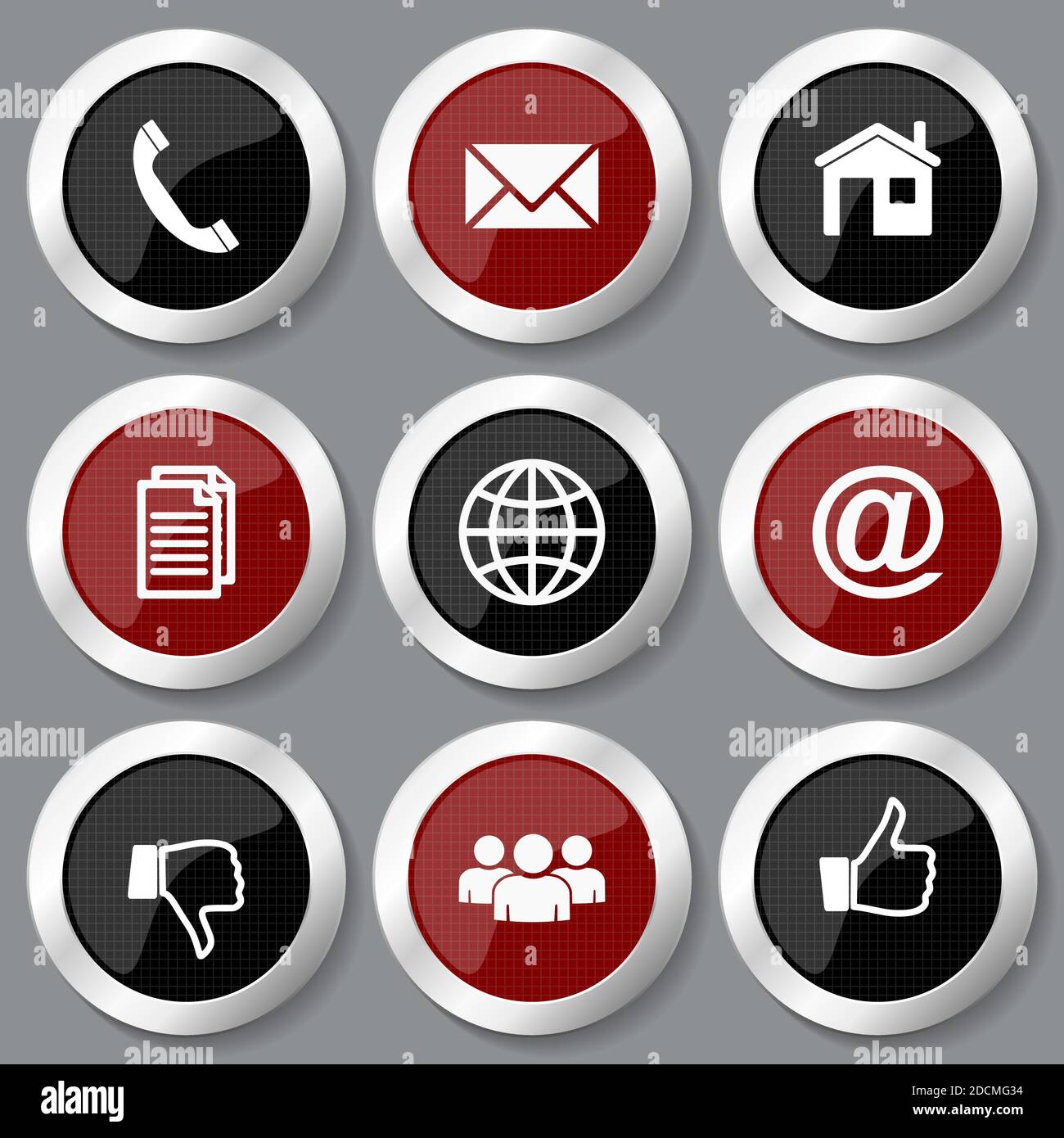Communication vector icons, set of social media concept glossy web ...