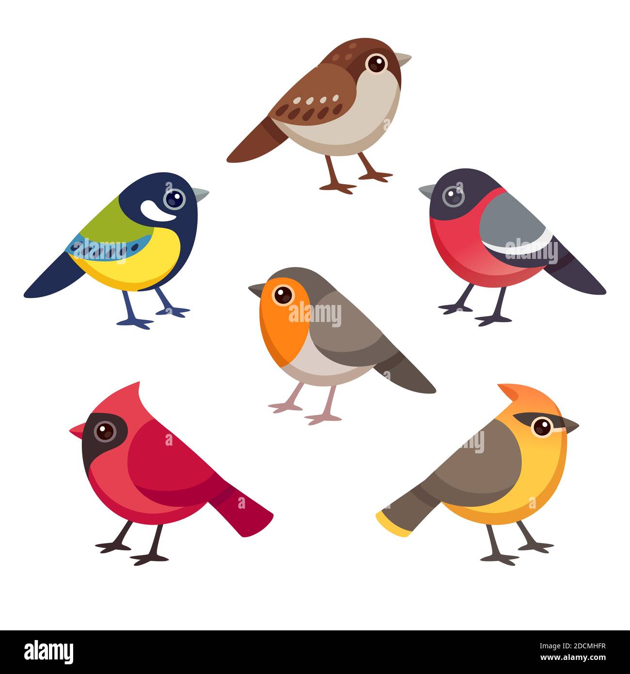 Set of cute cartoon small birds. Simple style drawing, isolated clip art  vector illustration Stock Vector Image & Art - Alamy