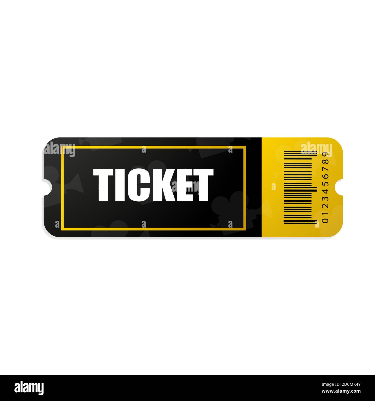 Black and gold ticket. Two Vector ticket isolated on white background. Cinema, theater, concert, play, party, event, festival. Stock Vector