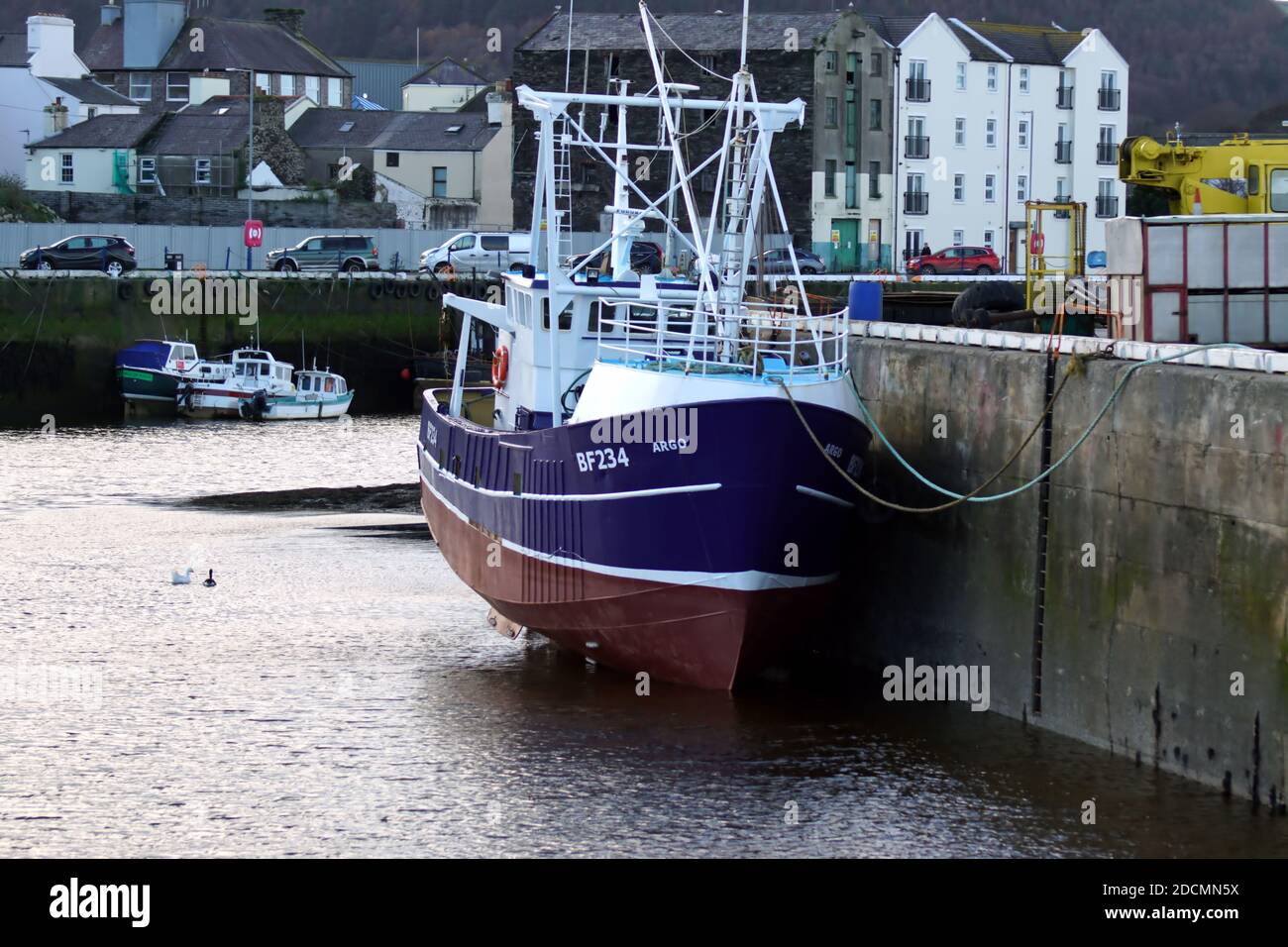 Fishing Vessel Argo BF234  at Ramsey being prepared to be delivered to her new home port Banff Stock Photo