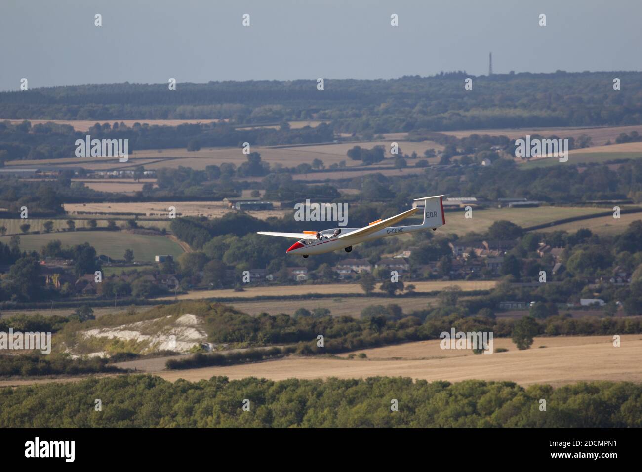 Glider Schleicher ASK21 coming into land at the London Gliding Club at