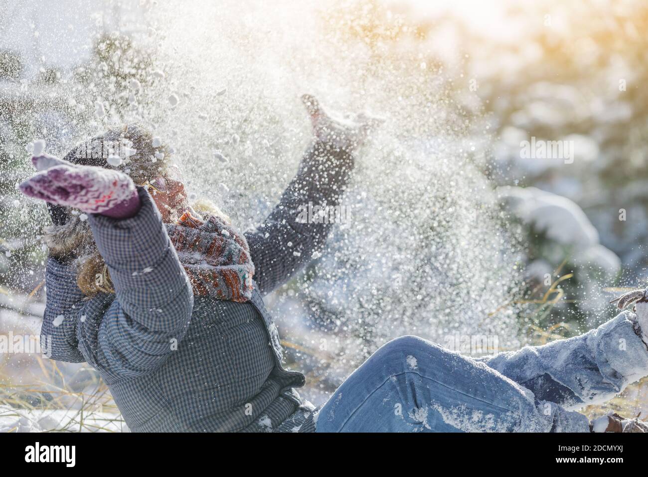 Woman in winter forest hi-res stock photography and images - Alamy
