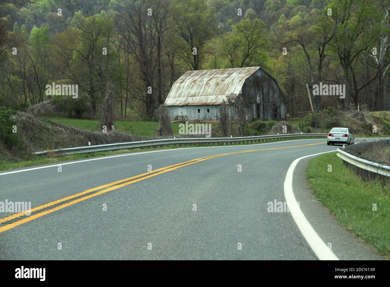 Two-lane road in rural Virginia, USA Stock Photo