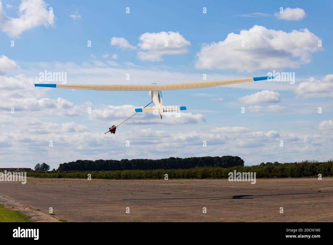 Vintage Skylark Glider winch launching at Buckminster Gliding Club, Saltby, Saltby Airfield