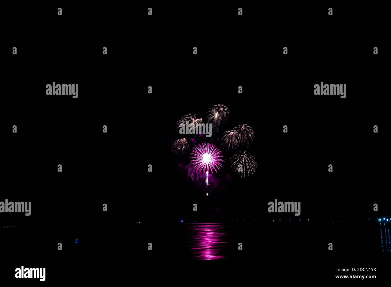 Abstract colored firework background with free space for text Stock Photo