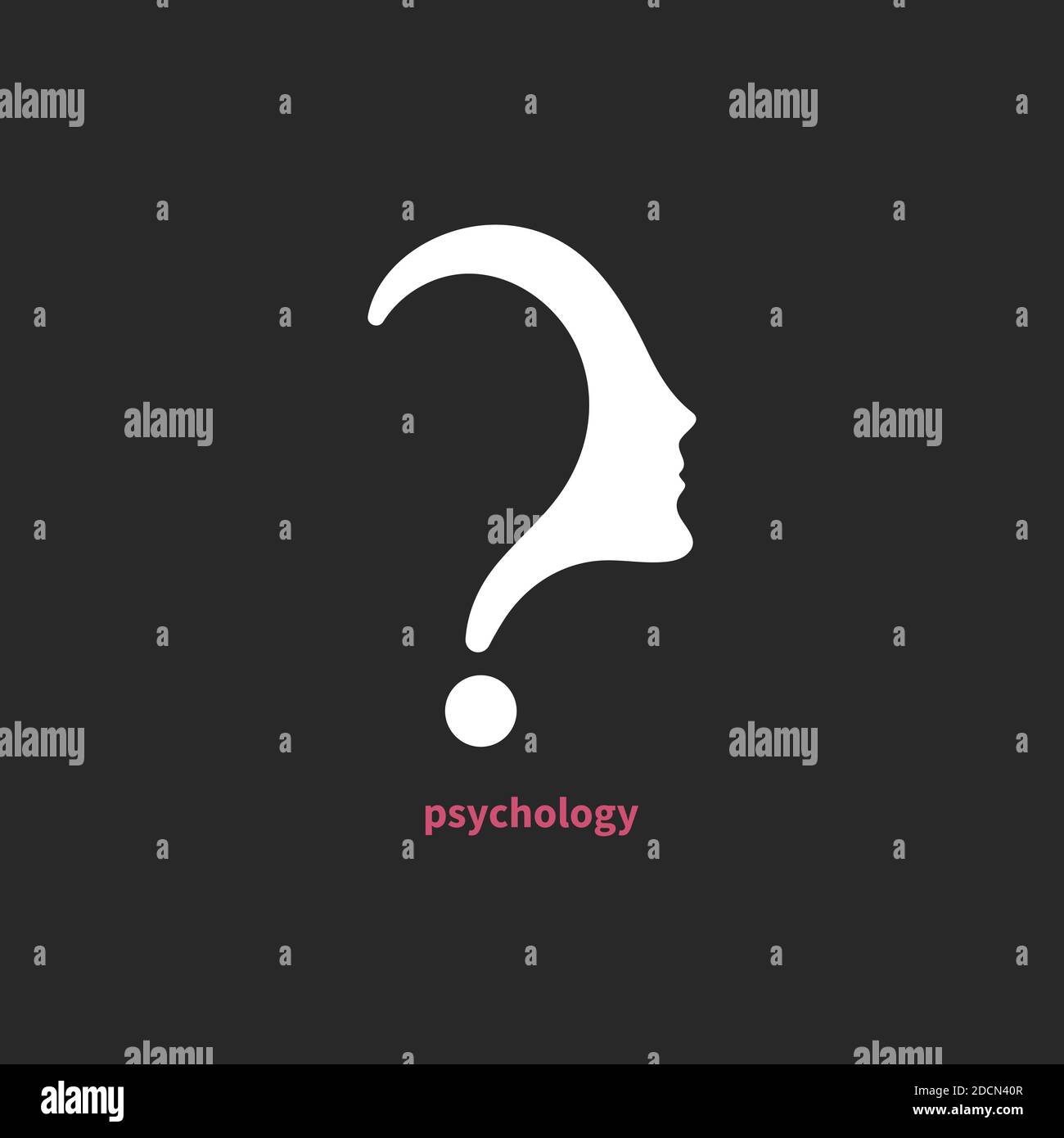 Human profile in shape of question mark. Psychology icon. Psychological