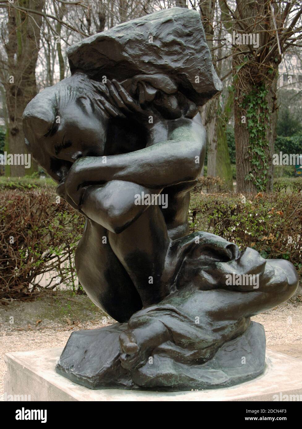Auguste Rodin (1840-1917). French sculptor. Fallen Caryatid carrying her stone. Bronze. Garden of Sculptures. Rodin Museum. Paris. France. Stock Photo