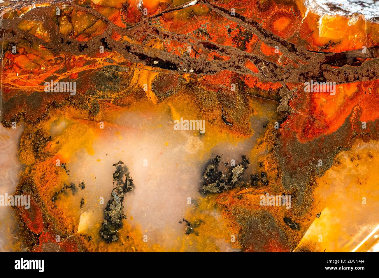 Natural stone -Agate with a yellow-red pattern Stock Photo