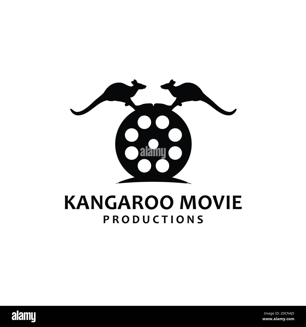 kangaroo and film roll logo design illustration Stock Photo