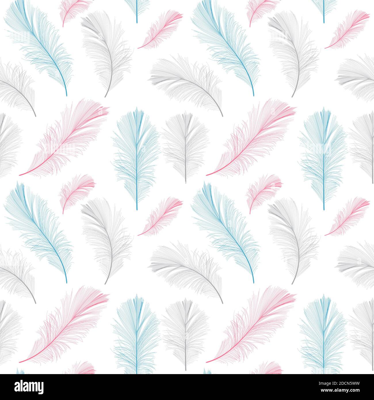 Bird Feather Hand Drawn Seamless Pattern Background Illustration Stock ...