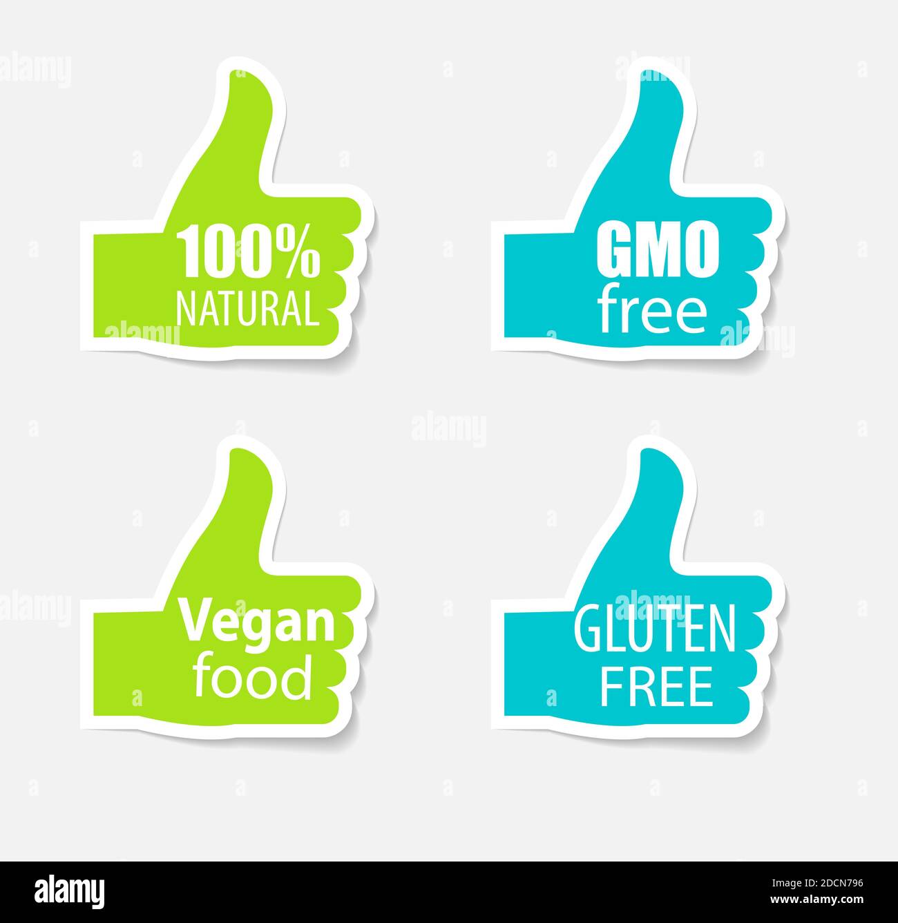 Gmo Free, 100 Natutal, Vegan Food and Gluten Free Label Set