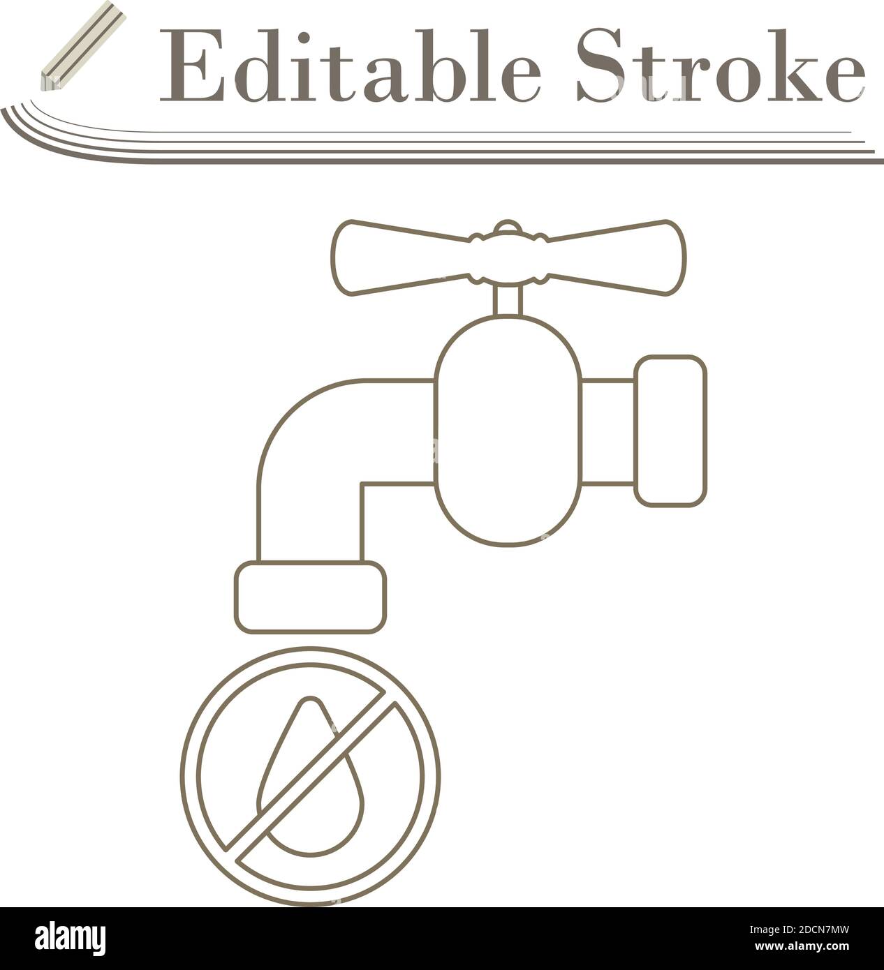 Water Faucet With Dropping Water Icon. Editable Stroke Simple Design ...
