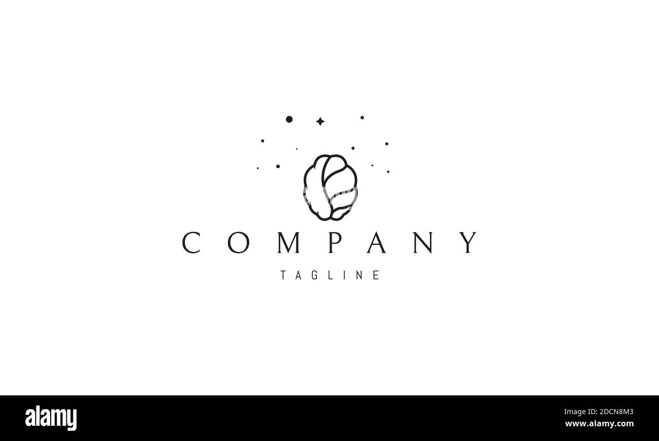 Vector logo on which an abstract image of the brain in the form of coffee grains, where the bend is the spinal cord. Stock Vector