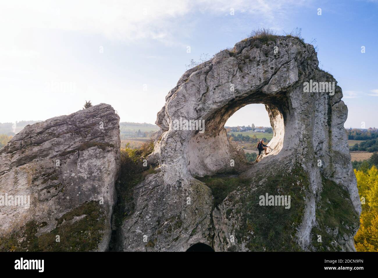 The Great Window, also known as the Large Window, is a group of limestone rocks located in Piaseczno in the Kroczyce, in Zawiercie County, in the Sile Stock Photo