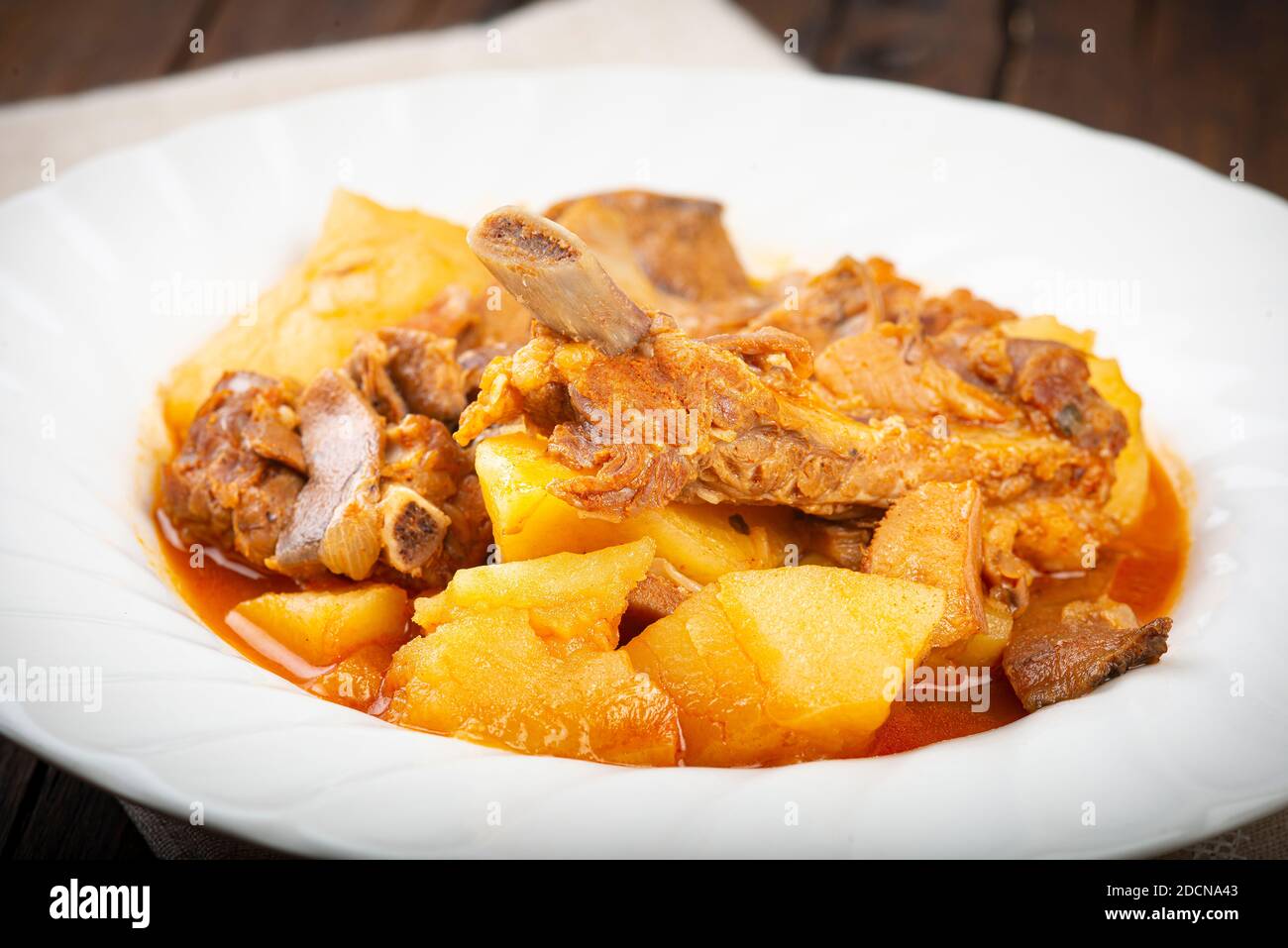 Potato stew with pork rib and chanterelles for lunch Stock Photo Alamy