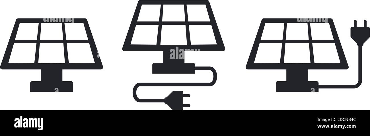 Solar energy panel with power plug vector illustration icons Stock Vector