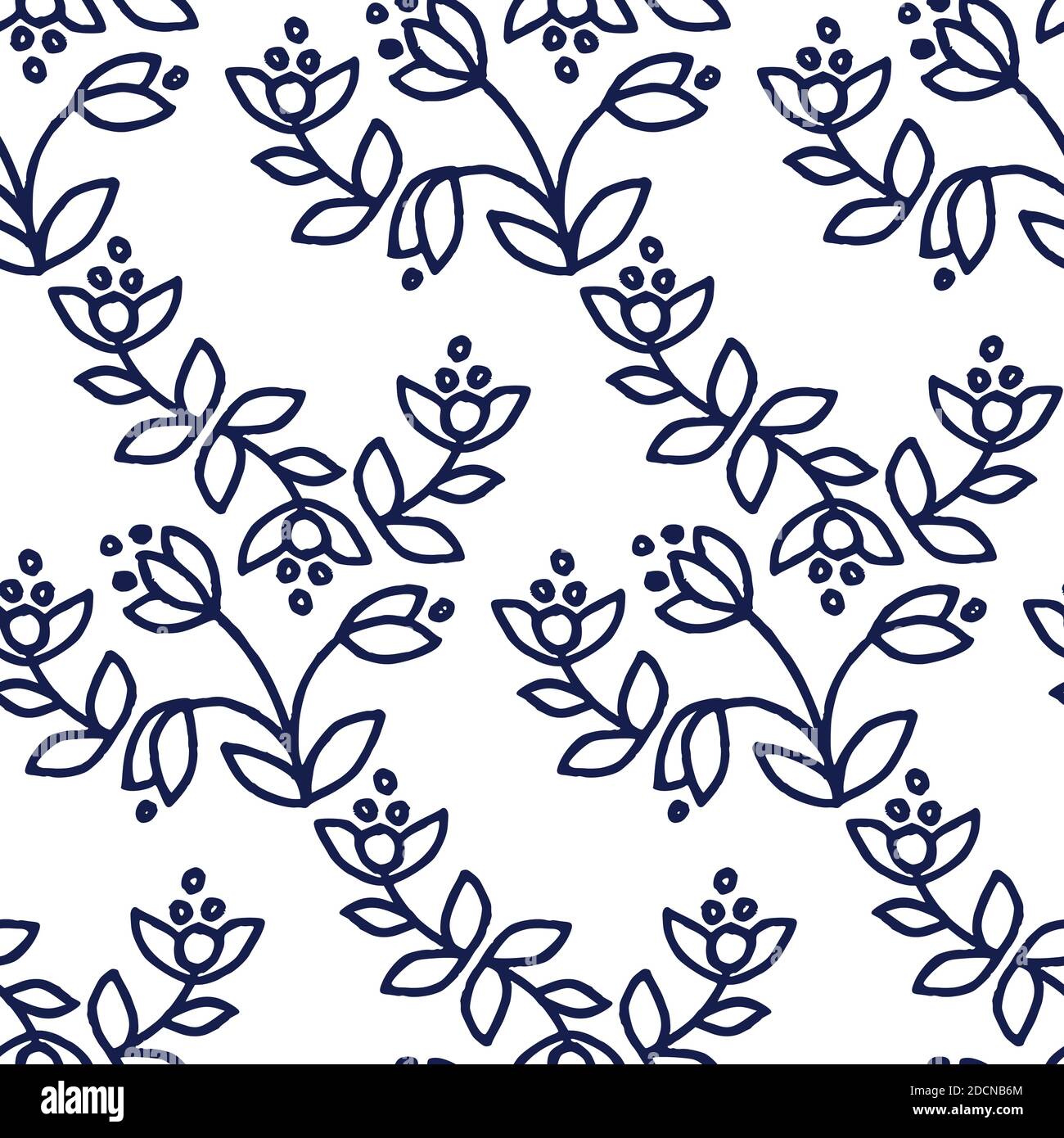 Ethnic floral seamless pattern on white background Stock Vector