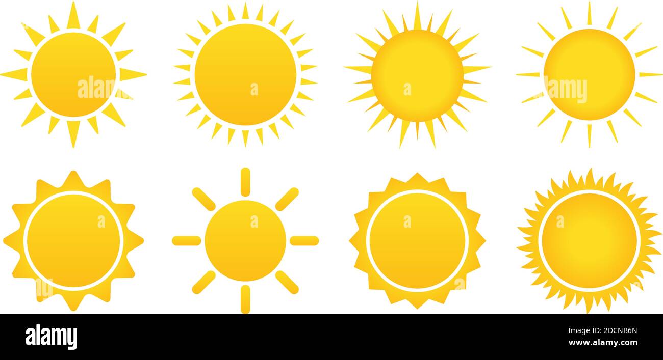 Sun icons vector set illustration isolated on white background Stock ...