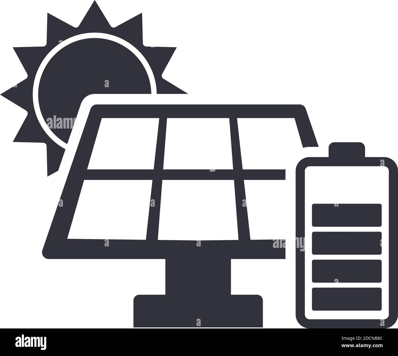 Sun is charging battery by solar energy panel vector icon illustration Stock Vector