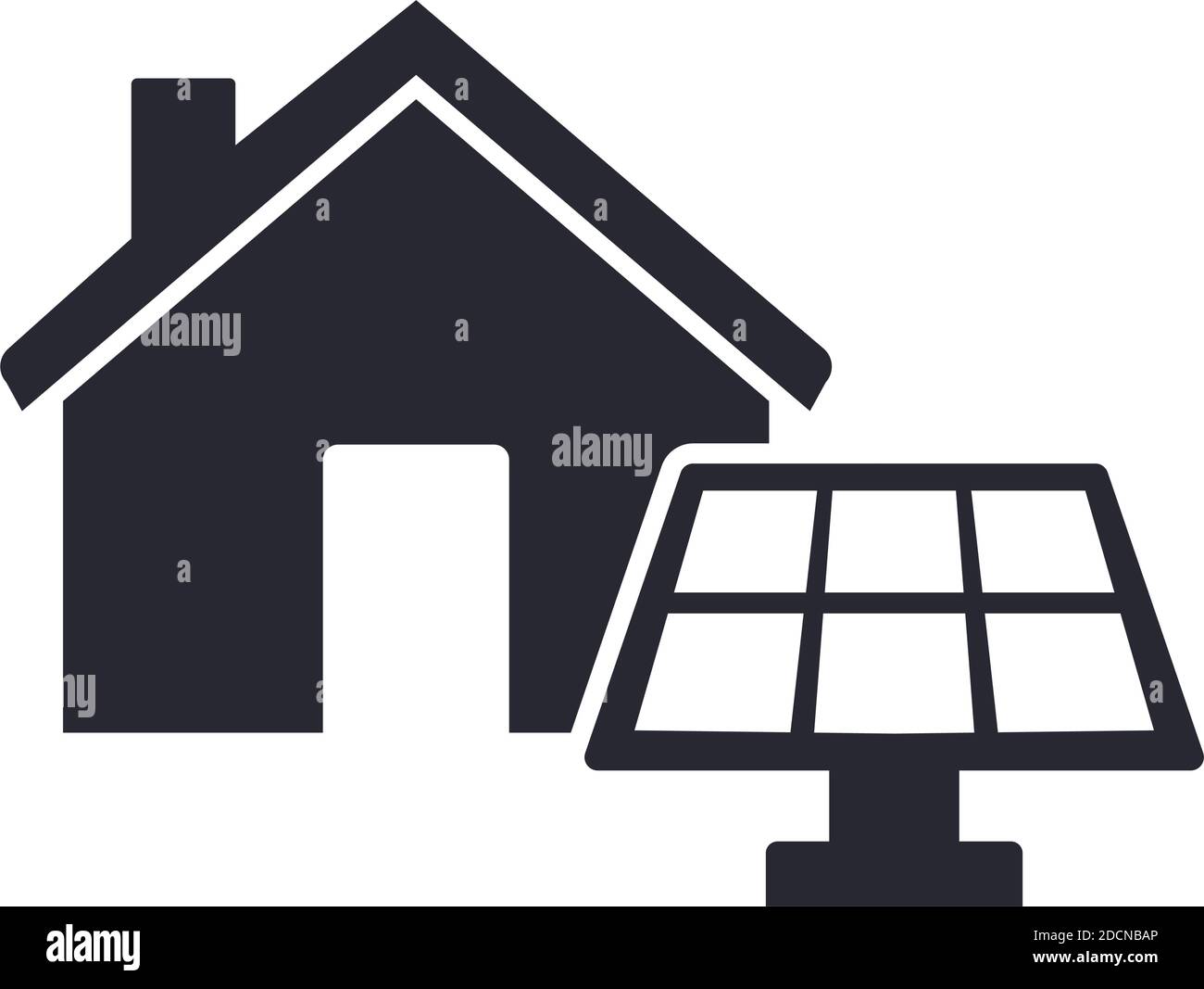 Solar energy panel in front of a house vector illustration icon Stock Vector
