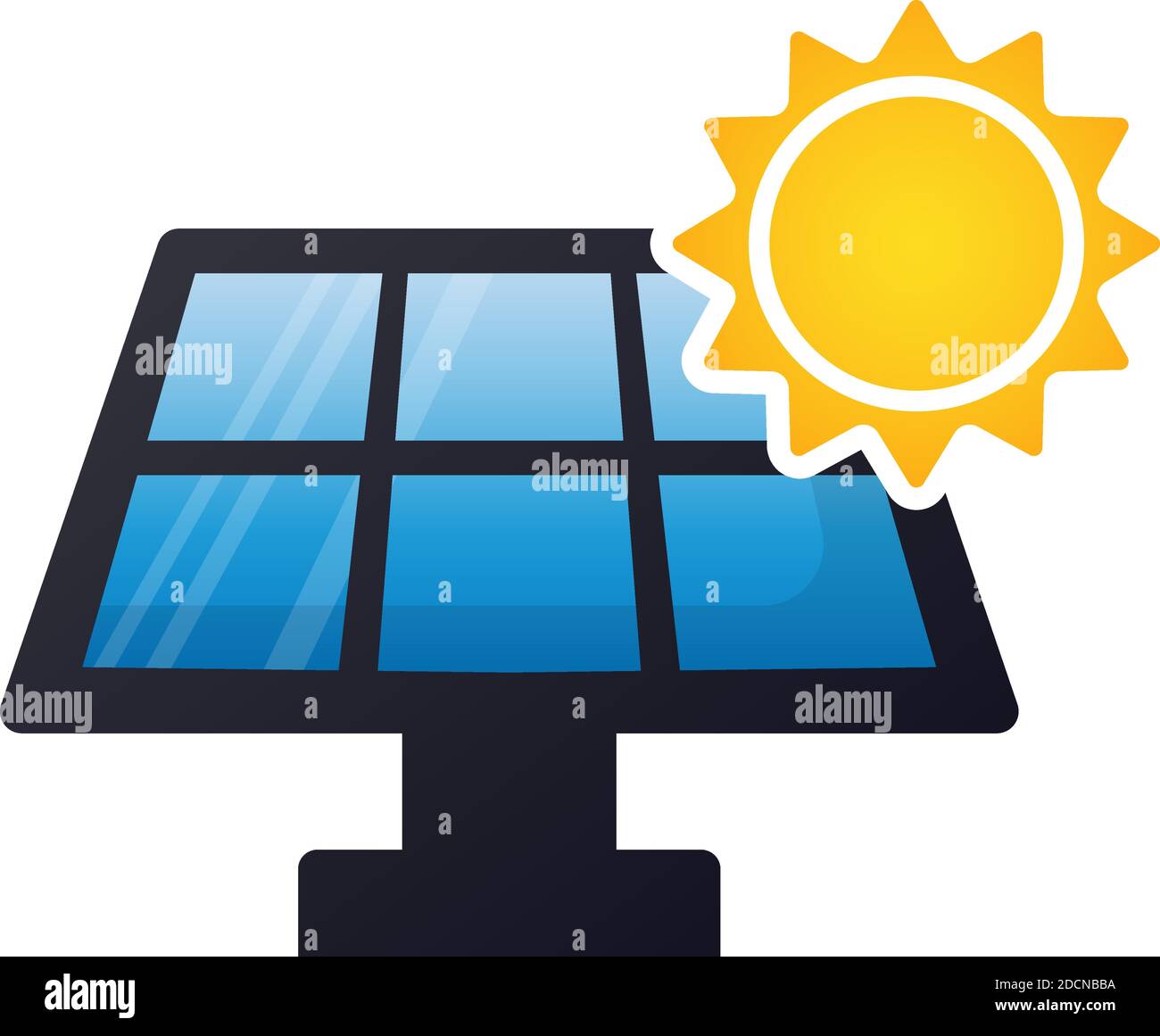 Solar energy panel with sun colorful vector icon Stock Vector