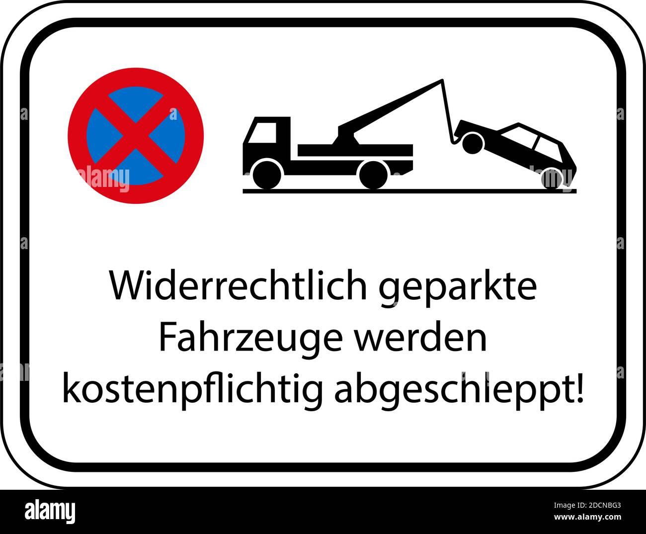 No parking car tow sign with german warning text Stock Vector