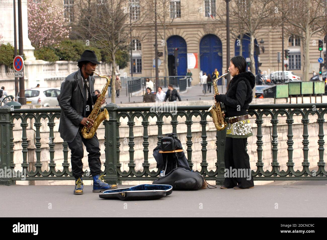 Saxophonist busking in Paris, France in 2006 Stock Photo