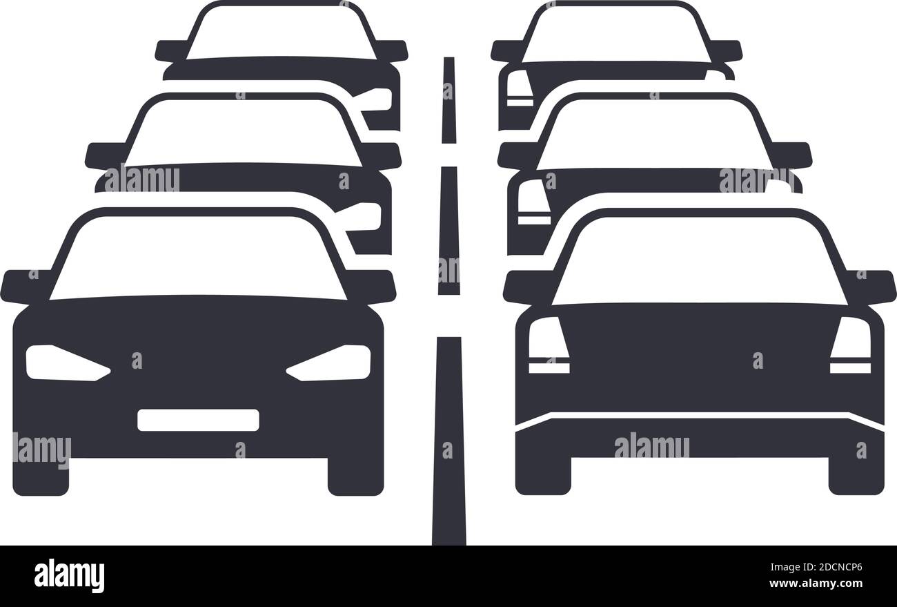 Traffic jam on road flat design icon style Stock Vector