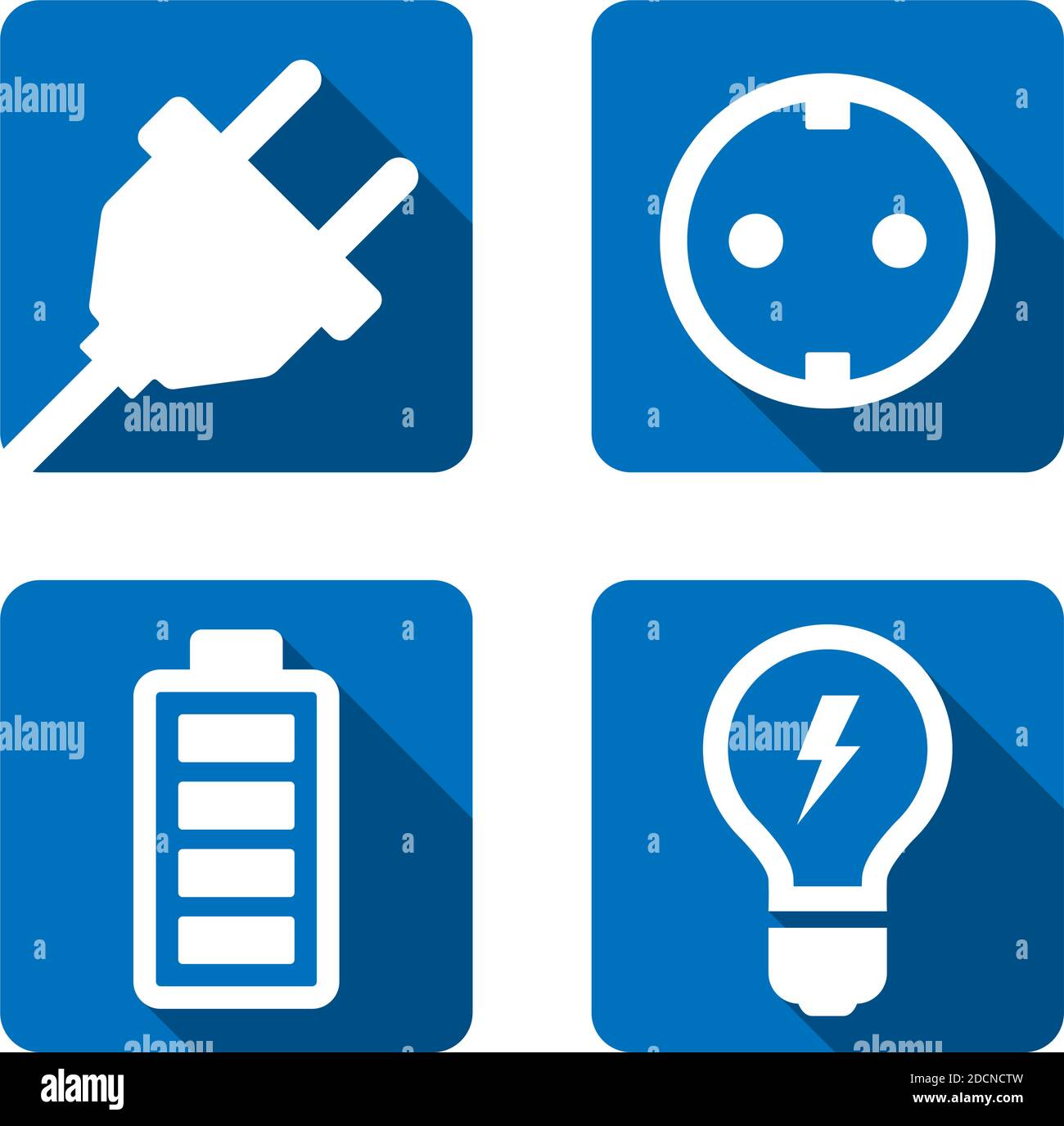 Electric energy power outlet socket plug battery icons and flat design