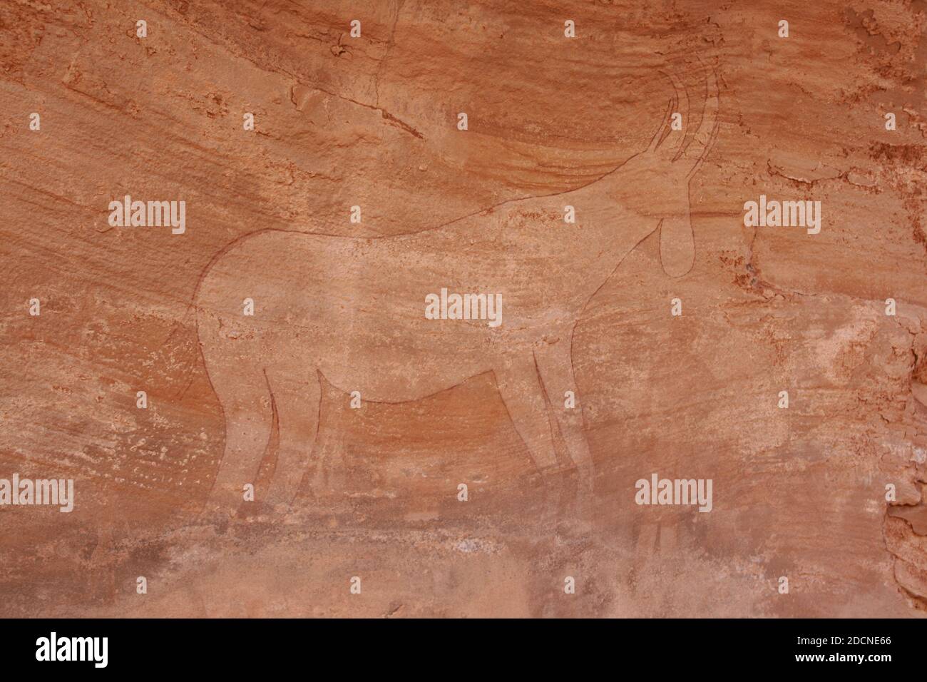 Famous prehistoric rock paintings of Tassili N'Ajjer, Algeria Stock Photo