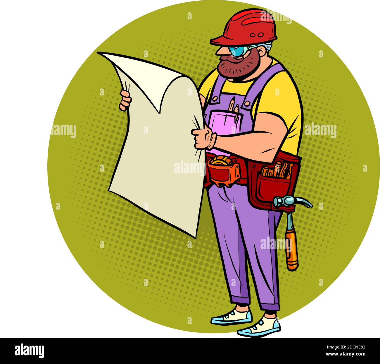 Architect Builder with a plan Stock Vector