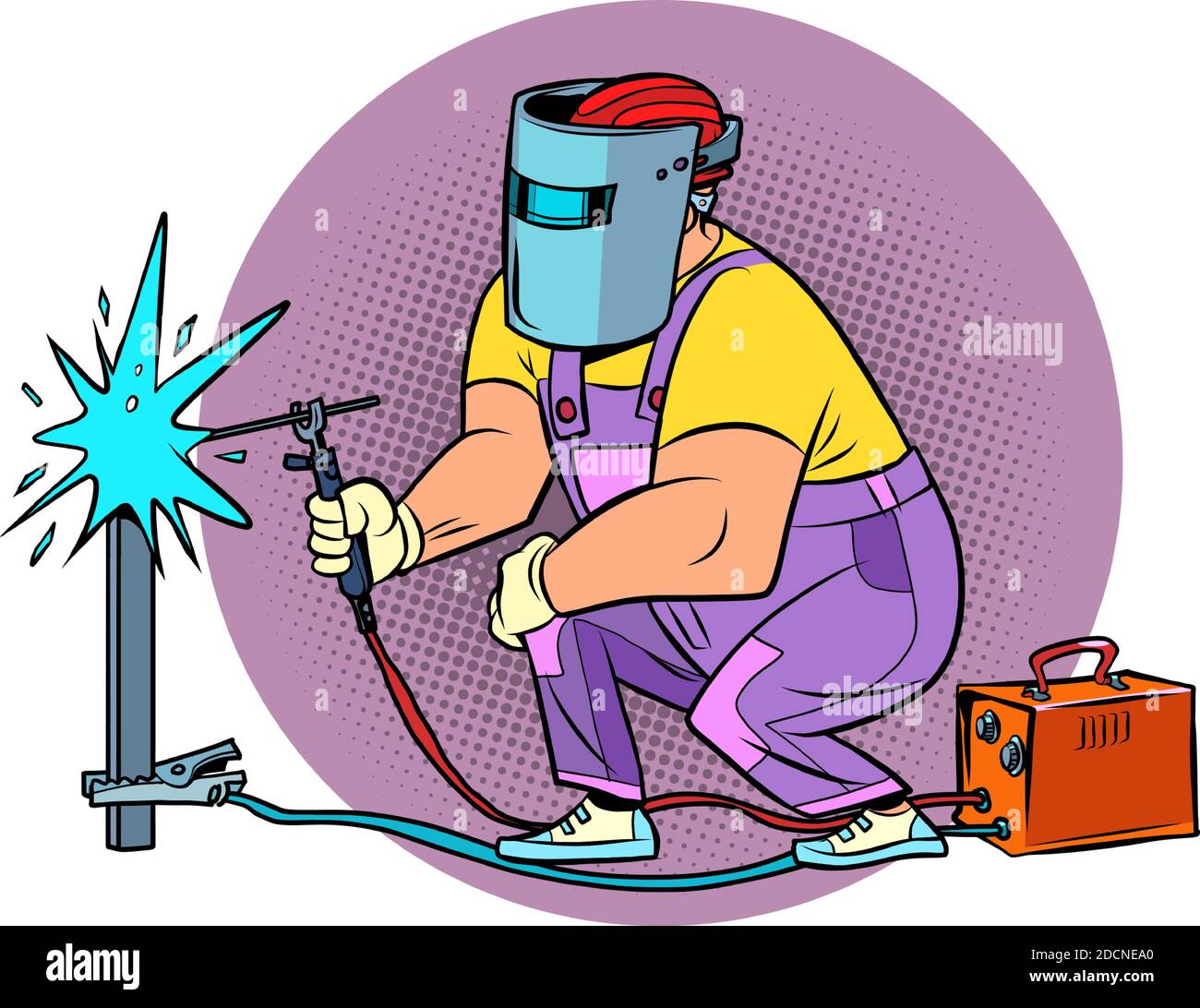 Welder. Worker welds the material. Construction and renovation Stock Vector