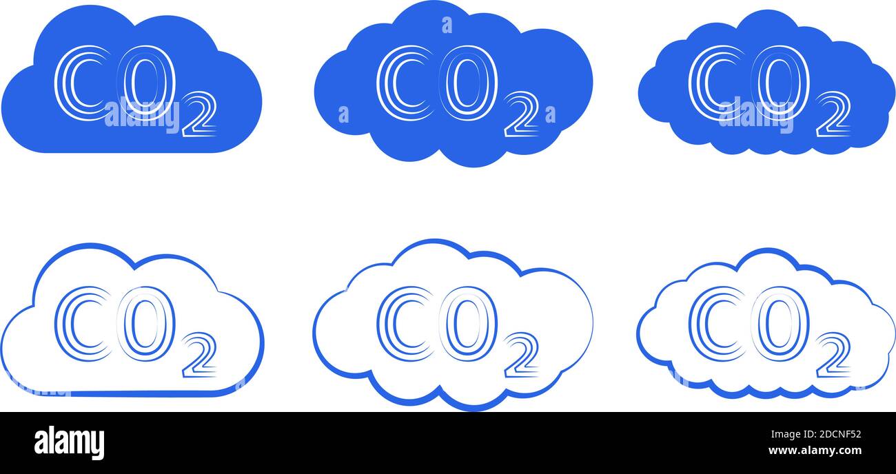 CO2 with blue clouds icon emission symbols Stock Vector