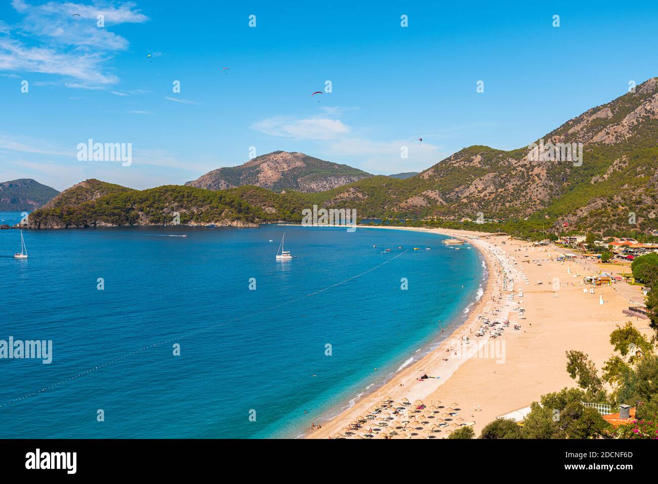 Panoramic view of Oludeniz beach and Blue Lagoon in Turkey. Summer holiday travel destination. Best Turkey beach Stock Photo