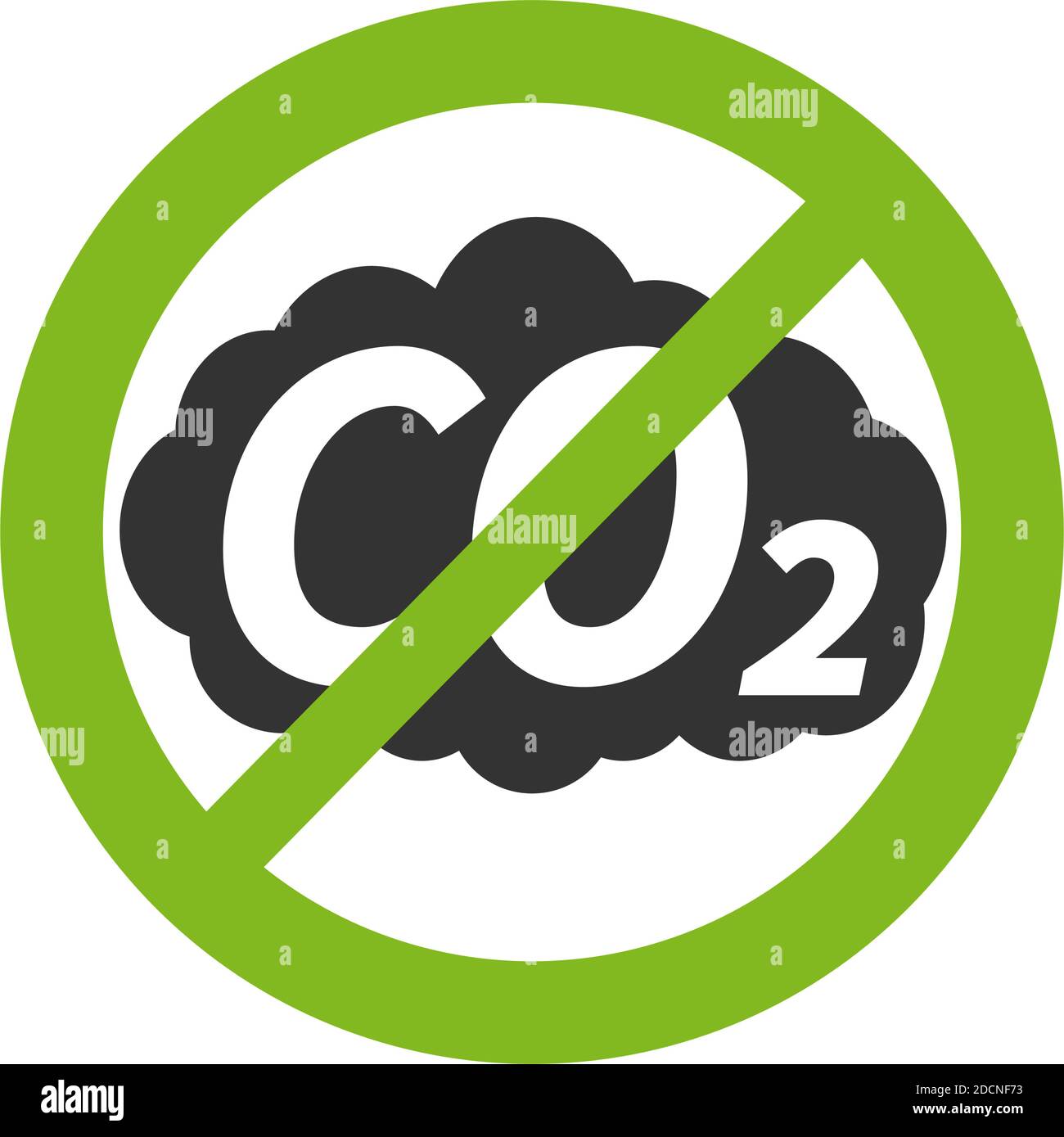Green anti CO2 emission symbol round shape vector illustration Stock
