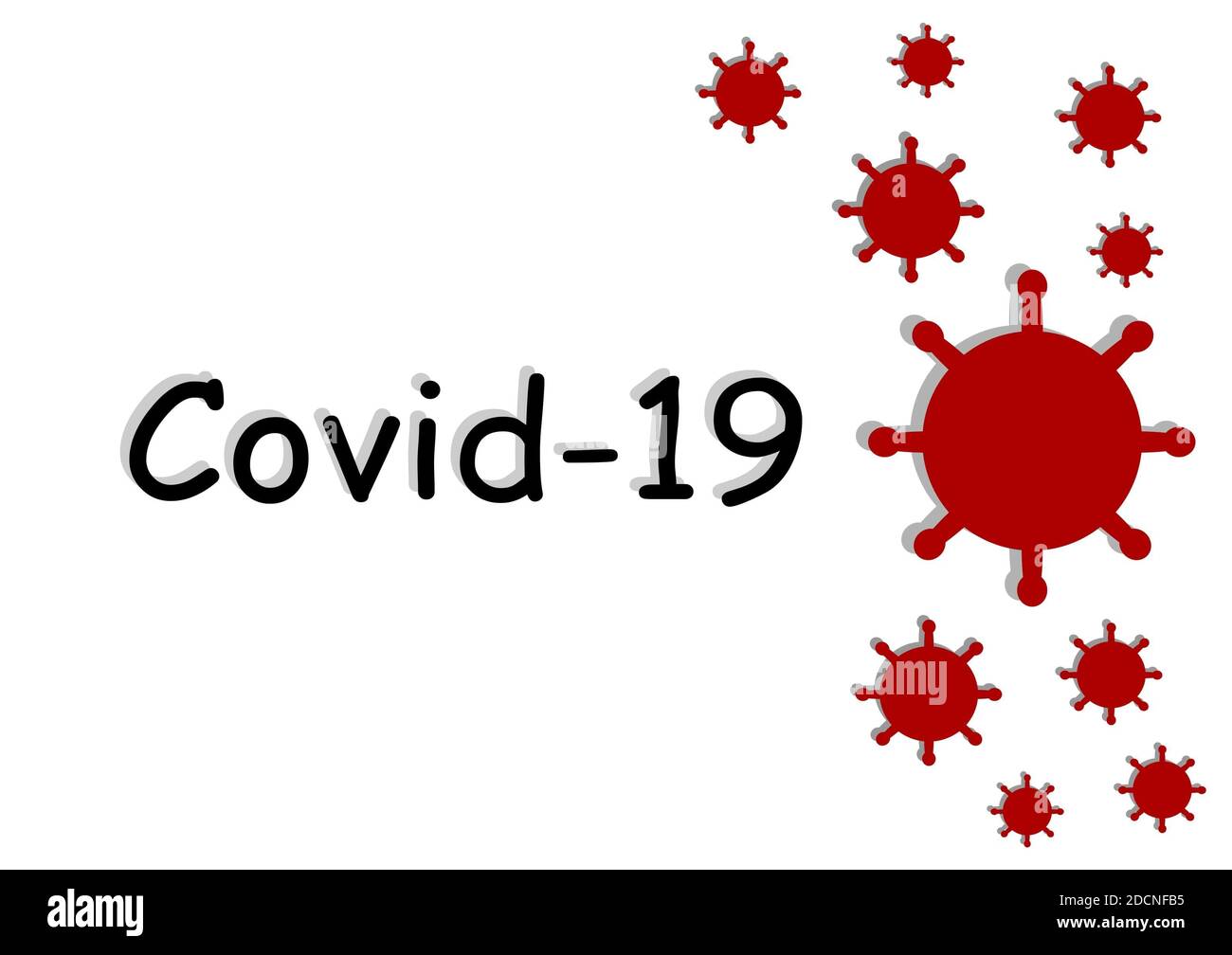 Covid-19 banner design. Red coronavirus illustration. Stock Photo