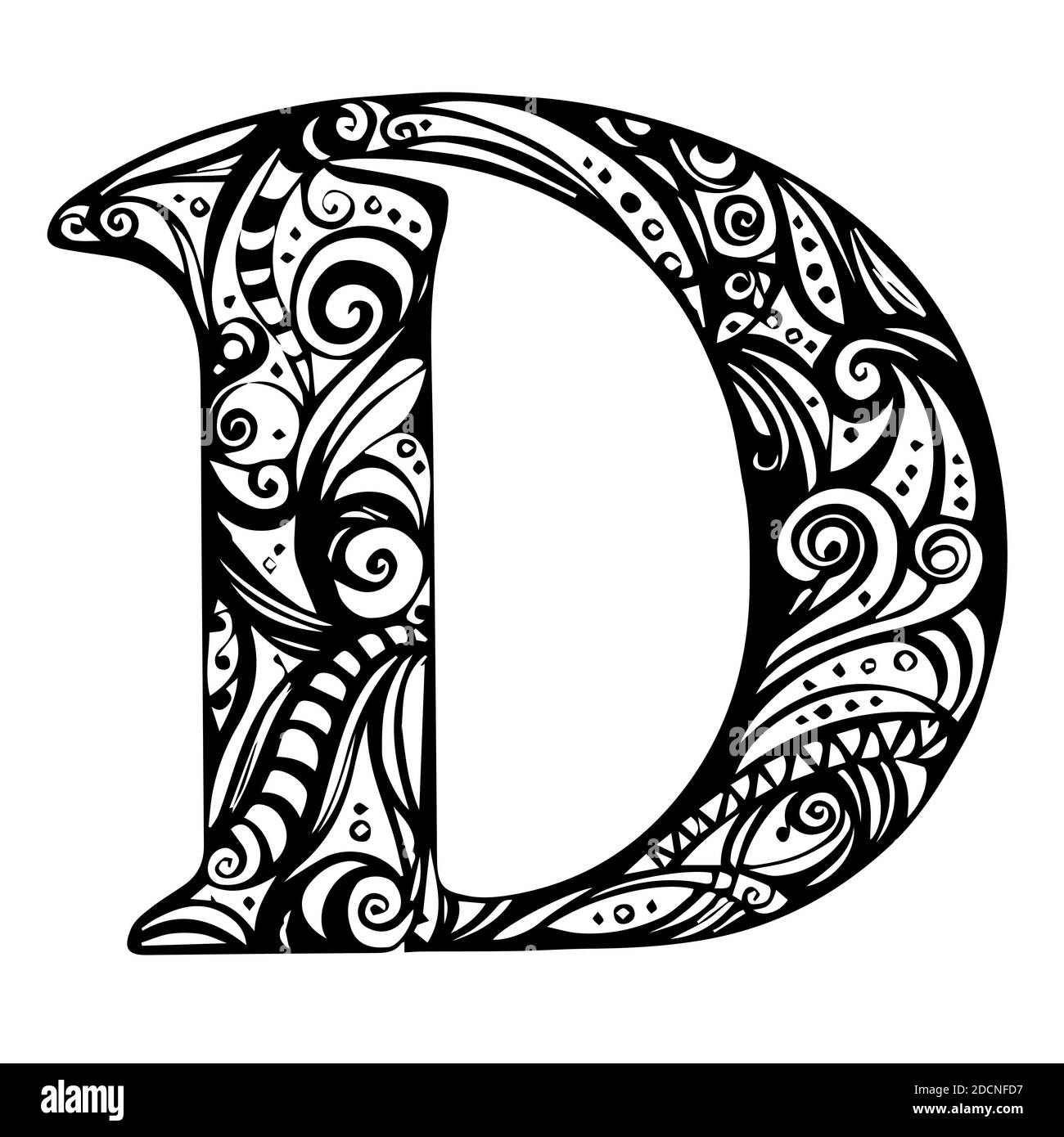 Vintage initials letter d. Design Vector. Alphabet, Calligraphy, Typography, Monogram. Stock Vector
