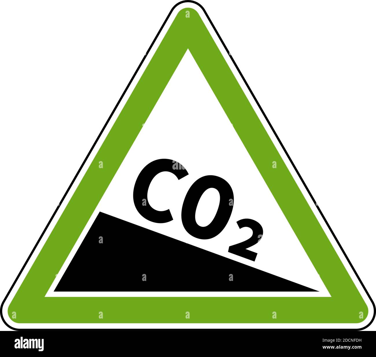CO2 emission reduction sign green triangular shape vector illustration Stock Vector