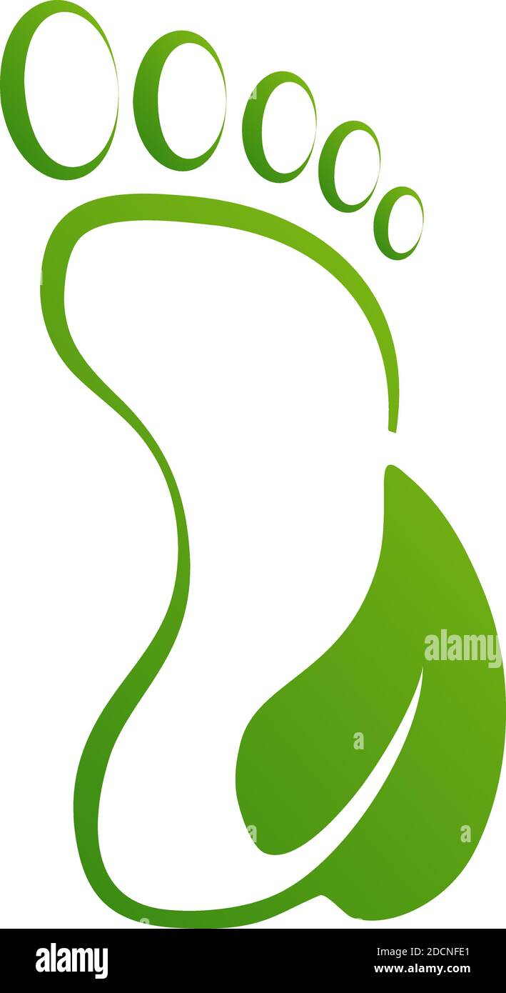 Ecological footprint symbol green leaf eco outline logo vector illustration Stock Vector